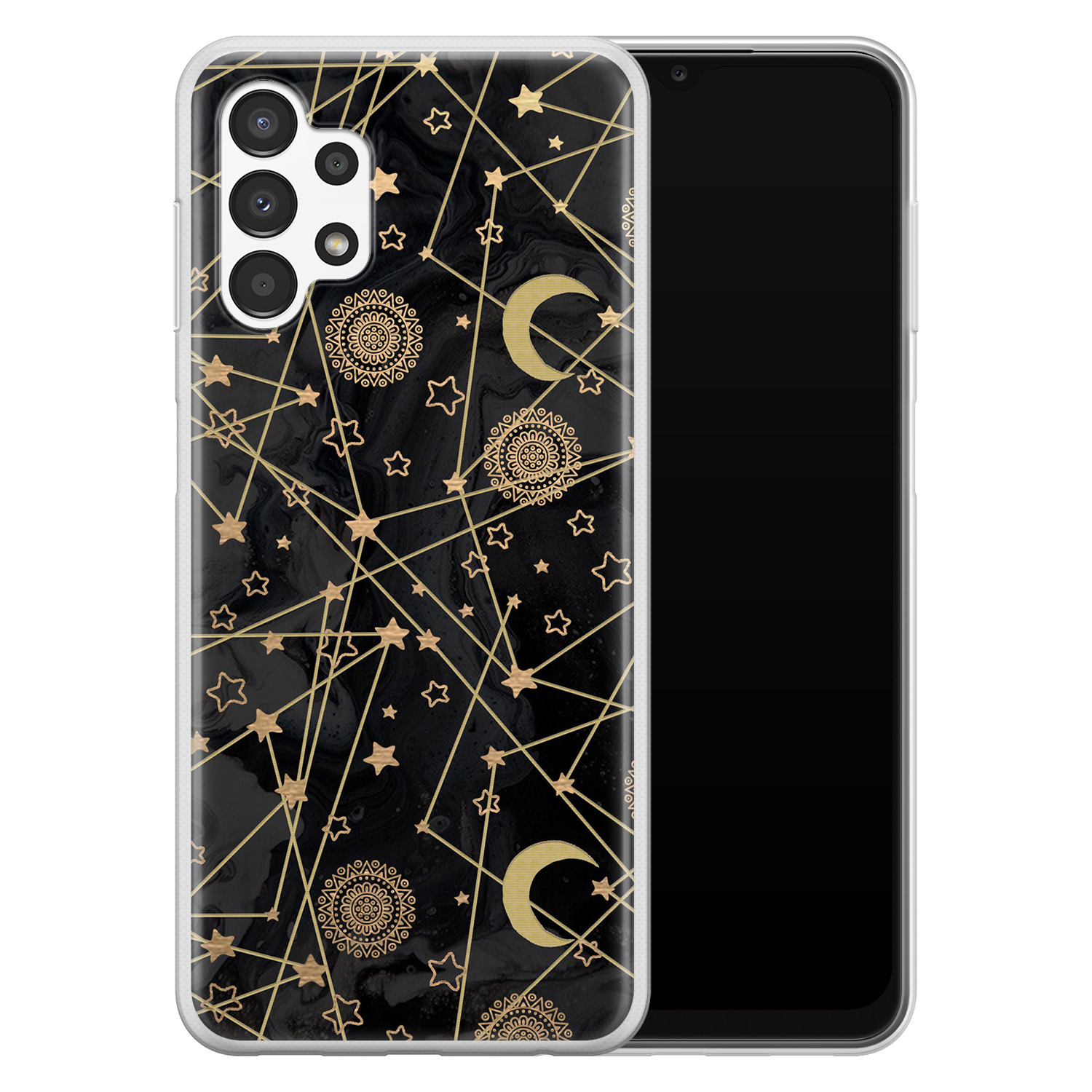 Leuke Telefoonhoesjes Samsung Galaxy A13 4G siliconen hoesje - Sun, moon, stars