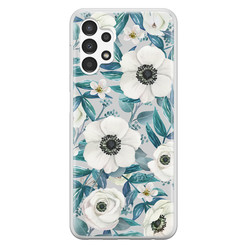 Leuke Telefoonhoesjes Samsung Galaxy A13 4G siliconen hoesje - Witte bloemen