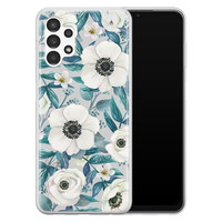 Leuke Telefoonhoesjes Samsung Galaxy A13 4G siliconen hoesje - Witte bloemen