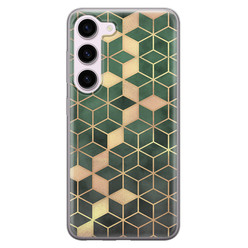 Leuke Telefoonhoesjes Samsung Galaxy S23 siliconen hoesje - Green cubes
