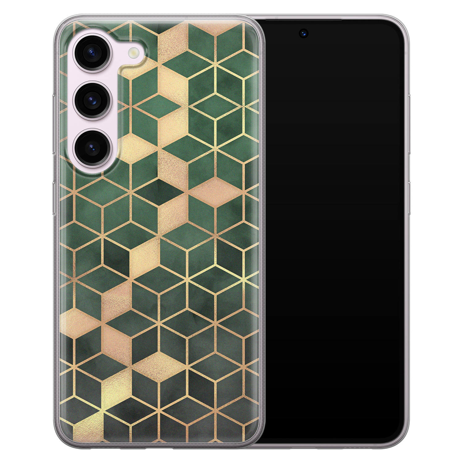 Leuke Telefoonhoesjes Samsung Galaxy S23 siliconen hoesje - Green cubes