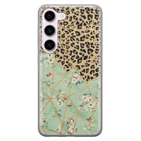 Leuke Telefoonhoesjes Samsung Galaxy S23 siliconen hoesje - Luipaard flower print