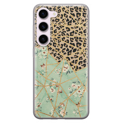 Leuke Telefoonhoesjes Samsung Galaxy S23 siliconen hoesje - Luipaard flower print