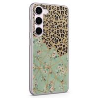 Leuke Telefoonhoesjes Samsung Galaxy S23 siliconen hoesje - Luipaard flower print