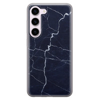 Leuke Telefoonhoesjes Samsung Galaxy S23 siliconen hoesje - Marmer navy blauw