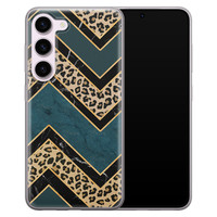 Leuke Telefoonhoesjes Samsung Galaxy S23 siliconen hoesje - Luipaard zigzag