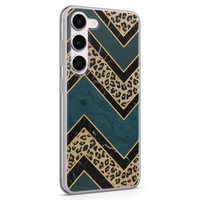 Leuke Telefoonhoesjes Samsung Galaxy S23 siliconen hoesje - Luipaard zigzag