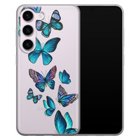 Leuke Telefoonhoesjes Samsung Galaxy S23 siliconen hoesje - Vlinders blauw