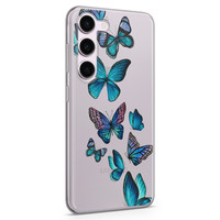 Leuke Telefoonhoesjes Samsung Galaxy S23 siliconen hoesje - Vlinders blauw