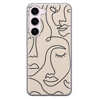 Leuke Telefoonhoesjes Samsung Galaxy S23 siliconen hoesje - Abstract gezicht lijnen