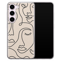 Leuke Telefoonhoesjes Samsung Galaxy S23 siliconen hoesje - Abstract gezicht lijnen