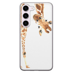 Leuke Telefoonhoesjes Samsung Galaxy S23 siliconen hoesje - Giraffe peekaboo