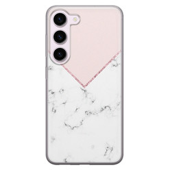 Leuke Telefoonhoesjes Samsung Galaxy S23 siliconen hoesje - Marmer roze grijs