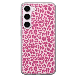 Leuke Telefoonhoesjes Samsung Galaxy S23 siliconen hoesje - Luipaard roze