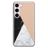 Leuke Telefoonhoesjes Samsung Galaxy S23 siliconen hoesje - Marmer zwart bruin