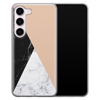 Leuke Telefoonhoesjes Samsung Galaxy S23 siliconen hoesje - Marmer zwart bruin
