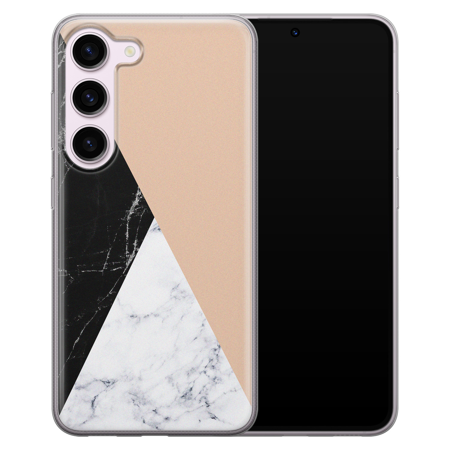 Leuke Telefoonhoesjes Samsung Galaxy S23 siliconen hoesje - Marmer zwart bruin