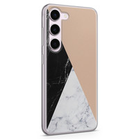 Leuke Telefoonhoesjes Samsung Galaxy S23 siliconen hoesje - Marmer zwart bruin