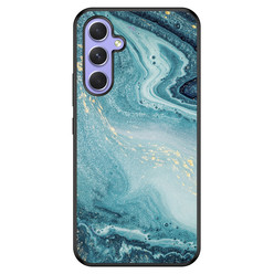 Leuke Telefoonhoesjes Samsung Galaxy A54 hoesje - Marmer blauw