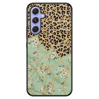 Leuke Telefoonhoesjes Samsung Galaxy A54 hoesje - Luipaard flower print