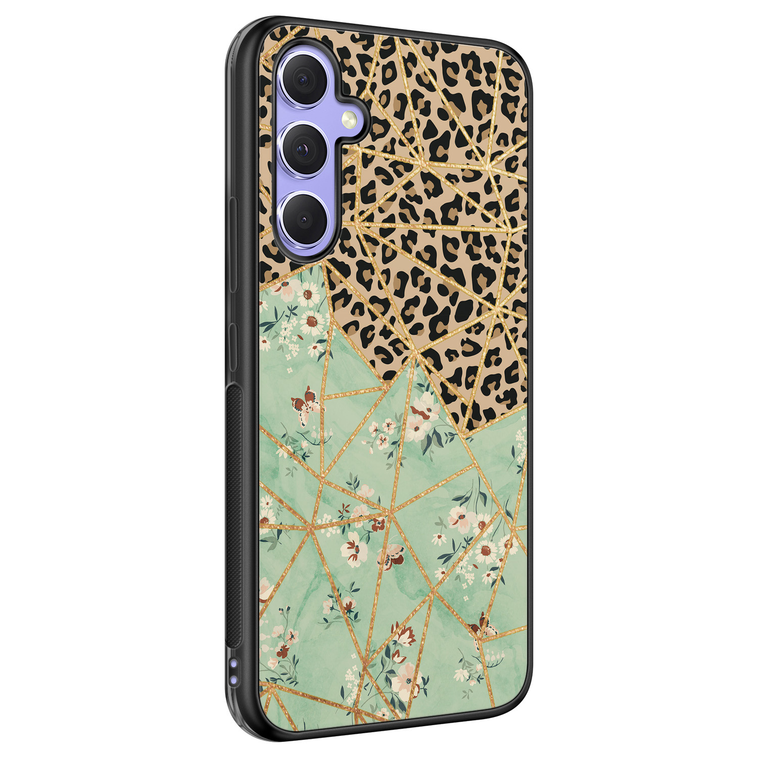 Leuke Telefoonhoesjes Samsung Galaxy A54 hoesje - Luipaard flower print