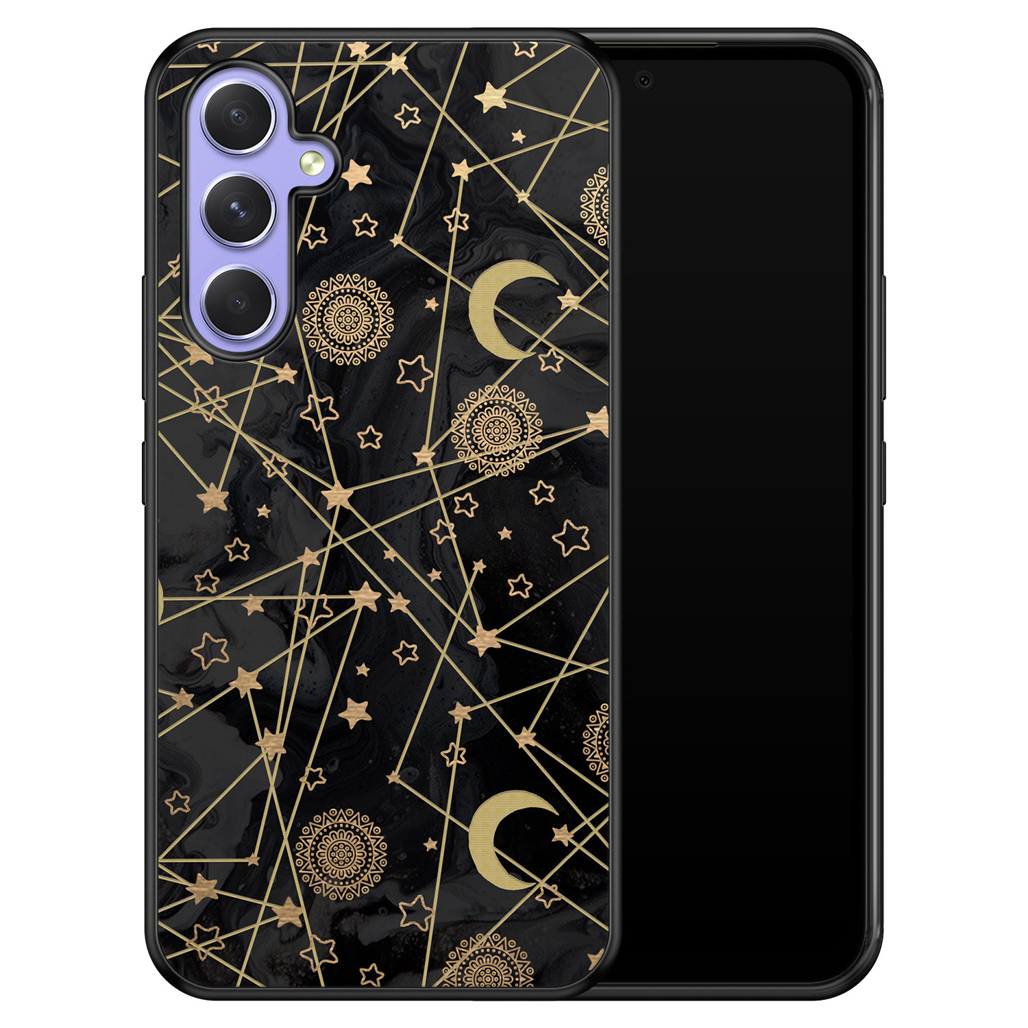 Leuke Telefoonhoesjes Samsung Galaxy A54 hoesje - Sun, moon, stars