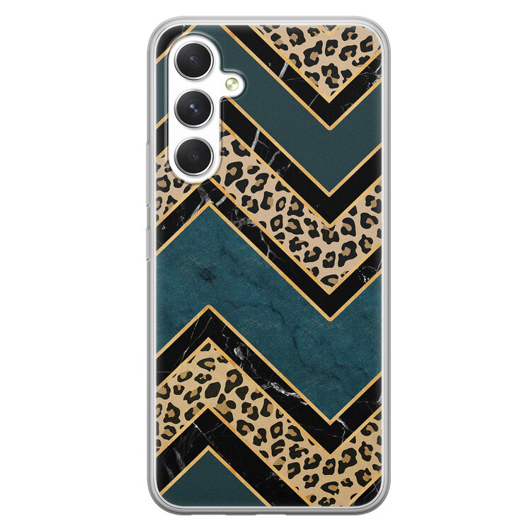 Leuke Telefoonhoesjes Samsung Galaxy A54 siliconen hoesje - Luipaard zigzag