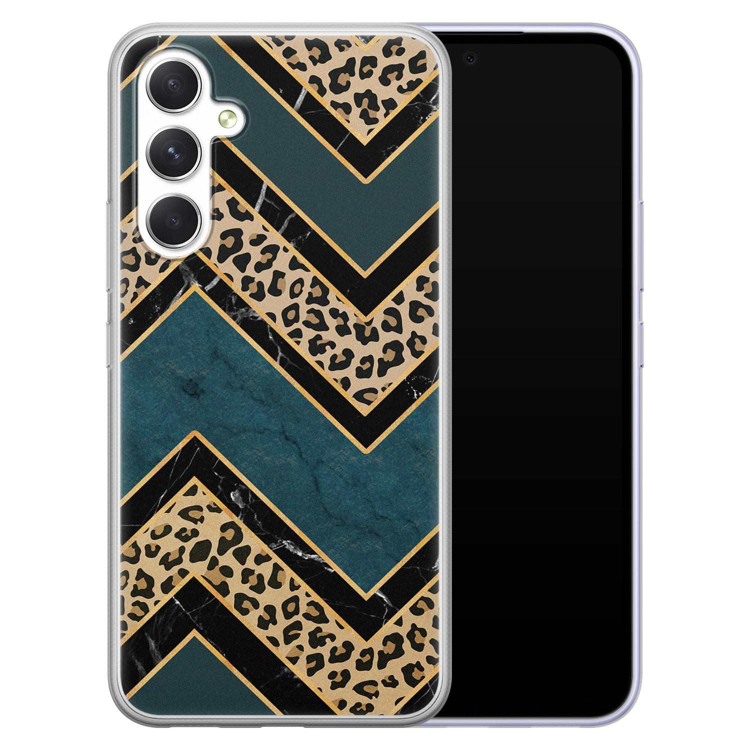 Leuke Telefoonhoesjes Samsung Galaxy A54 siliconen hoesje - Luipaard zigzag