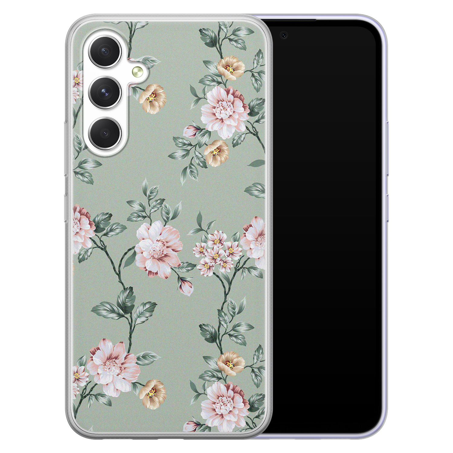 Leuke Telefoonhoesjes Samsung Galaxy A54 siliconen hoesje - Bloemetjes