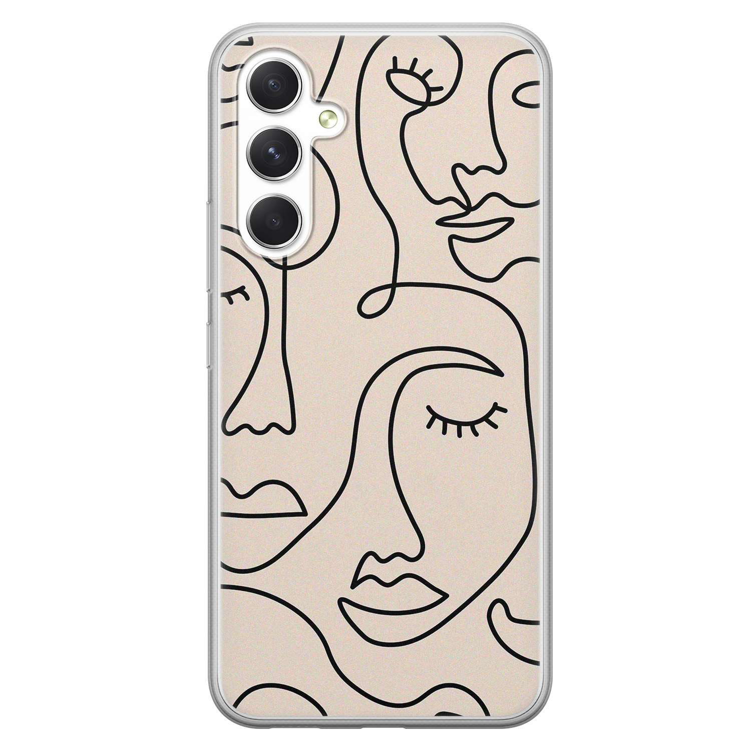 Leuke Telefoonhoesjes Samsung Galaxy A54 siliconen hoesje - Abstract gezicht lijnen