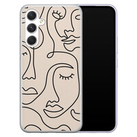 Leuke Telefoonhoesjes Samsung Galaxy A54 siliconen hoesje - Abstract gezicht lijnen