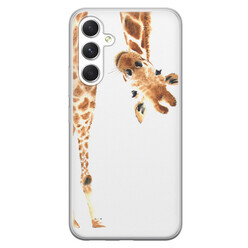 Leuke Telefoonhoesjes Samsung Galaxy A54 siliconen hoesje - Giraffe peekaboo