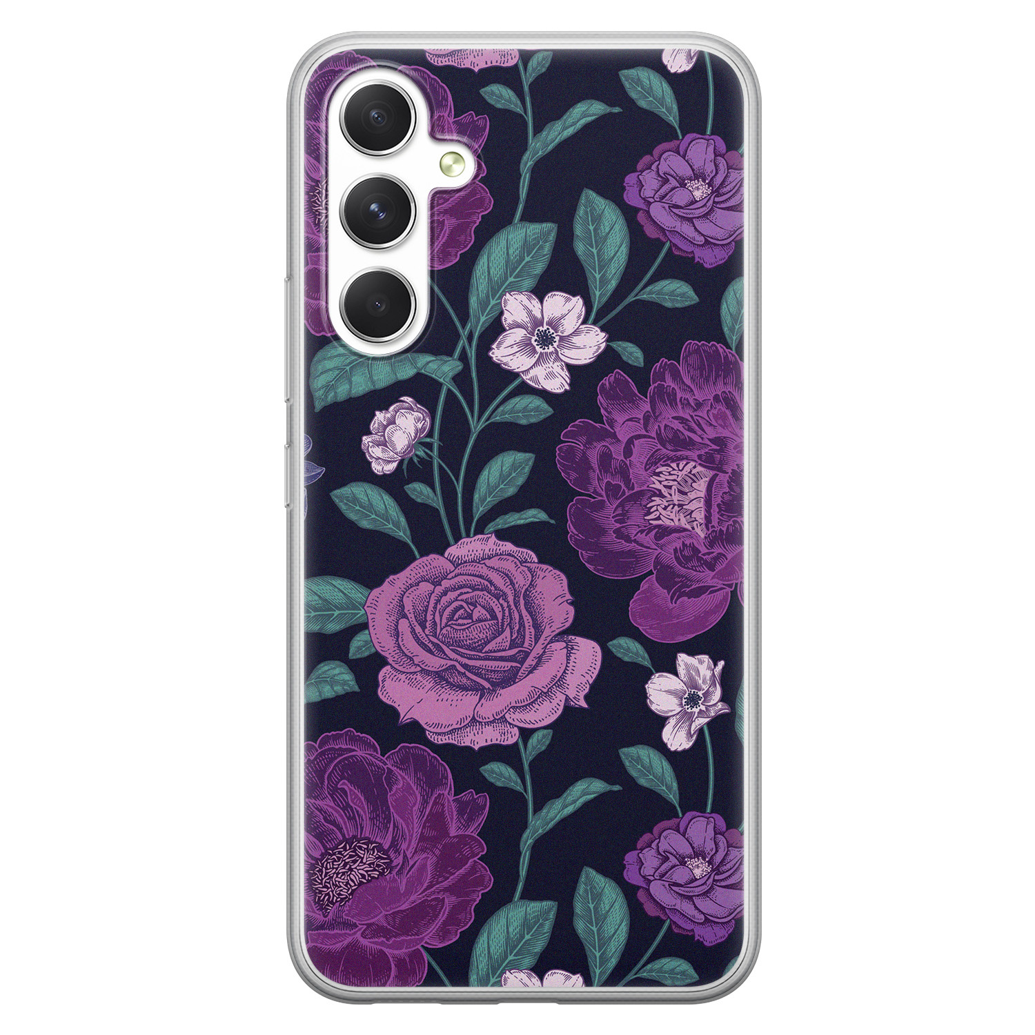 Leuke Telefoonhoesjes Samsung Galaxy A54 siliconen hoesje - Bloemen paars