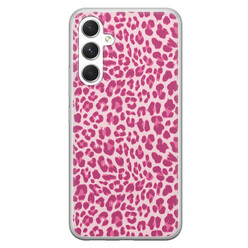 Leuke Telefoonhoesjes Samsung Galaxy A54 siliconen hoesje - Luipaard roze