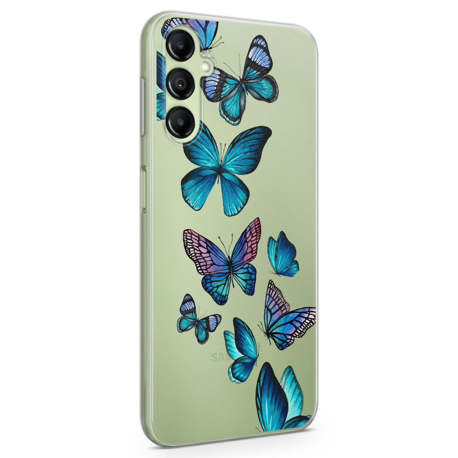 Leuke Telefoonhoesjes Samsung Galaxy A14 siliconen hoesje - Vlinders blauw