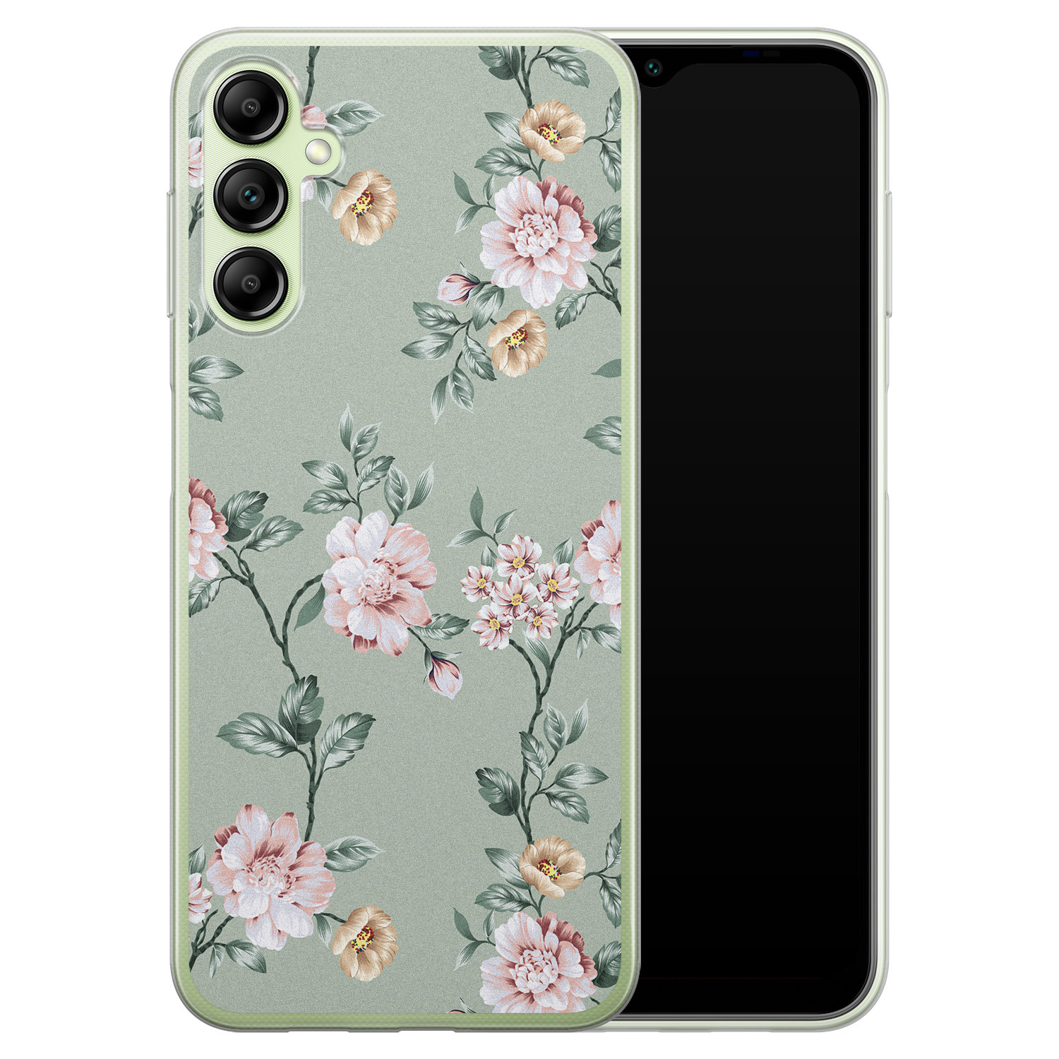 Leuke Telefoonhoesjes Samsung Galaxy A14 siliconen hoesje - Bloemetjes