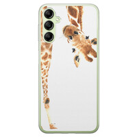Leuke Telefoonhoesjes Samsung Galaxy A14 siliconen hoesje - Giraffe peekaboo