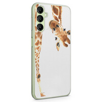Leuke Telefoonhoesjes Samsung Galaxy A14 siliconen hoesje - Giraffe peekaboo