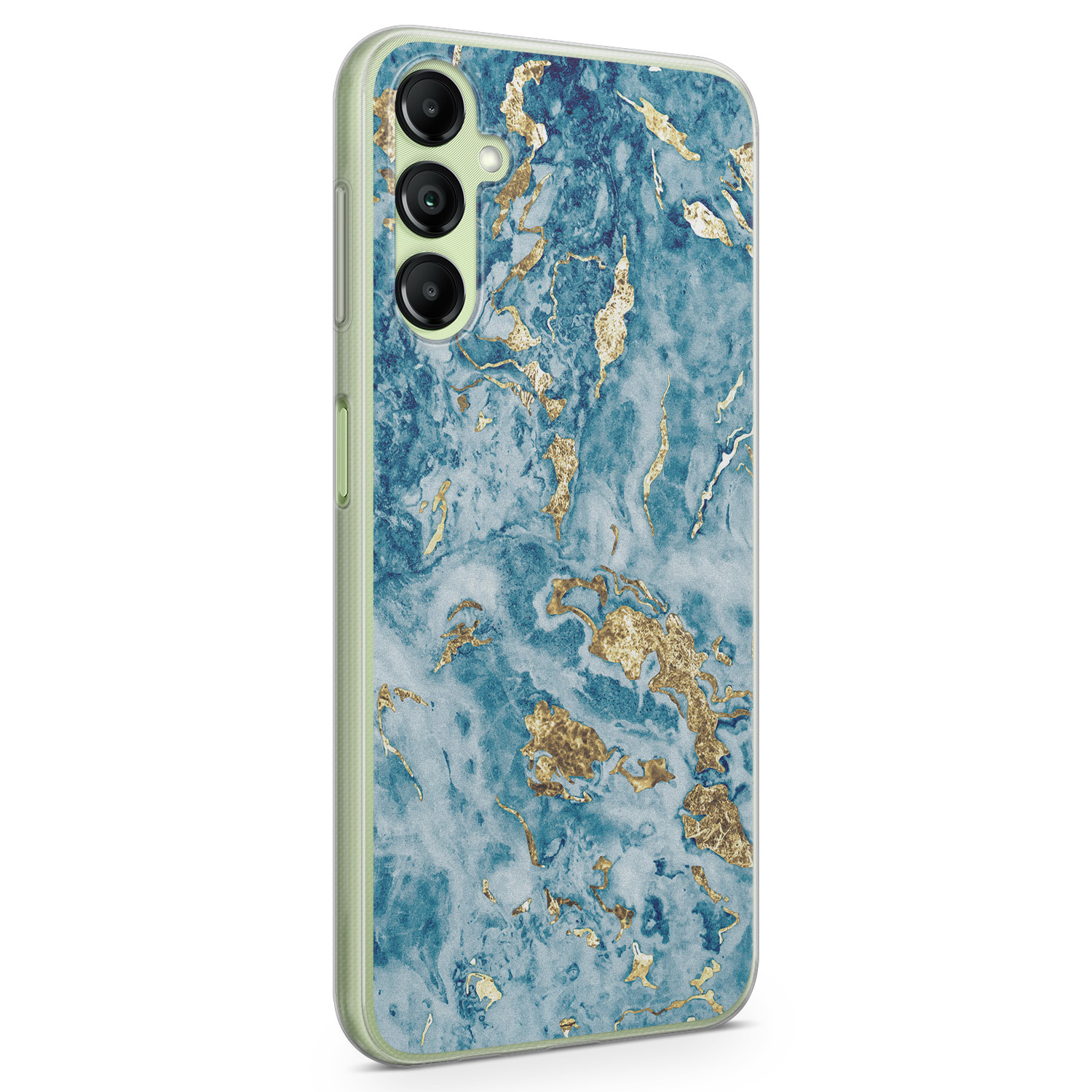 Leuke Telefoonhoesjes Samsung Galaxy A14 siliconen hoesje - Goud blauw marmer