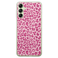 Leuke Telefoonhoesjes Samsung Galaxy A14 siliconen hoesje - Luipaard roze