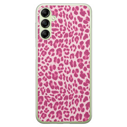 Leuke Telefoonhoesjes Samsung Galaxy A14 siliconen hoesje - Luipaard roze