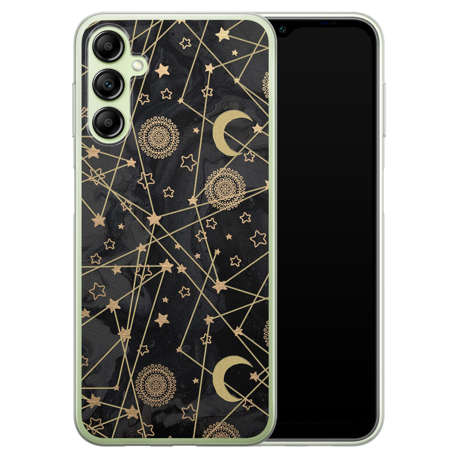 Leuke Telefoonhoesjes Samsung Galaxy A14 siliconen hoesje - Sun, moon, stars