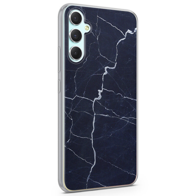 Leuke Telefoonhoesjes Samsung Galaxy A34 siliconen hoesje - Marmer navy blauw