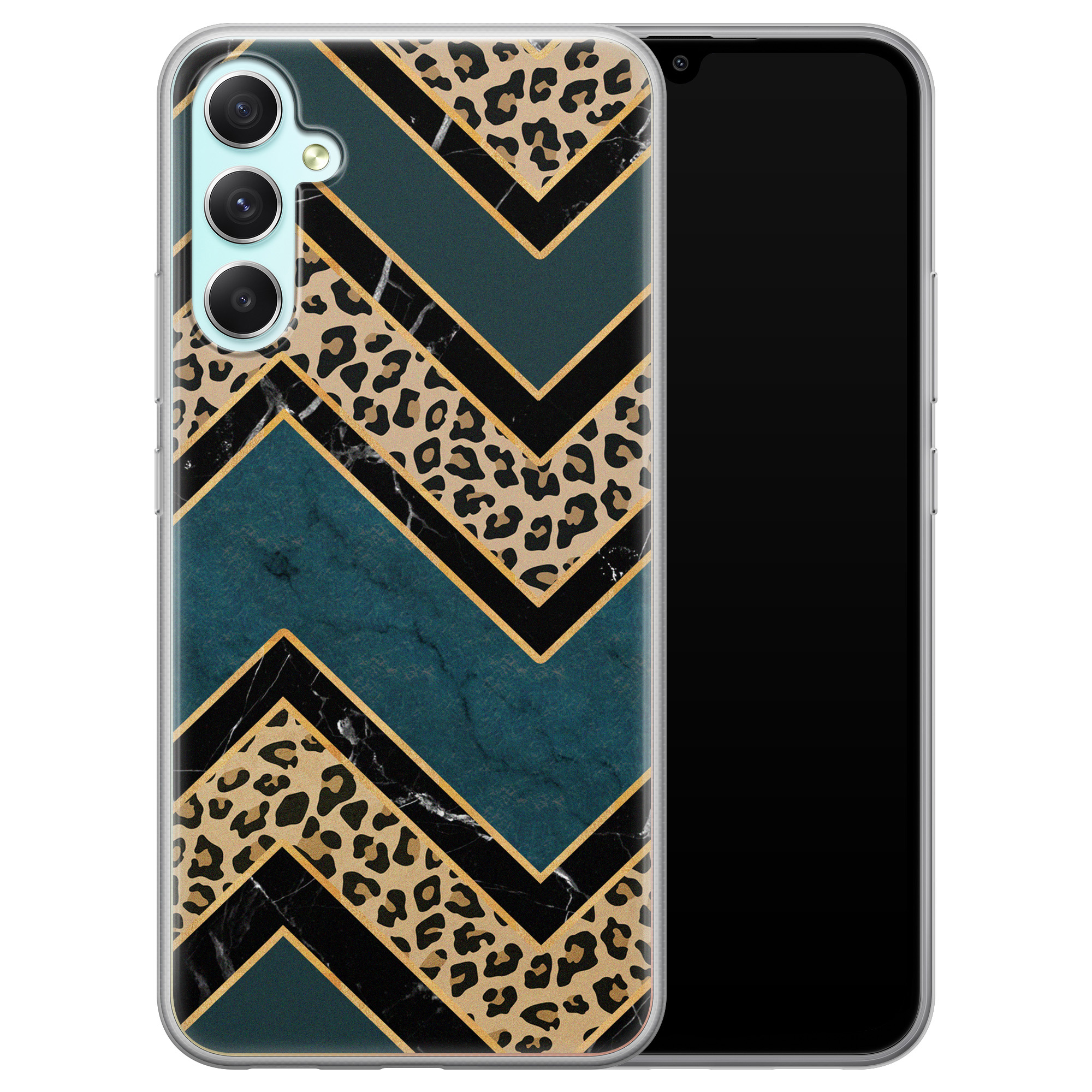 Leuke Telefoonhoesjes Samsung Galaxy A34 siliconen hoesje - Luipaard zigzag