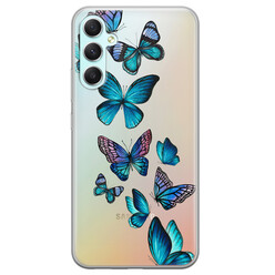 Leuke Telefoonhoesjes Samsung Galaxy A34 siliconen hoesje - Vlinders blauw