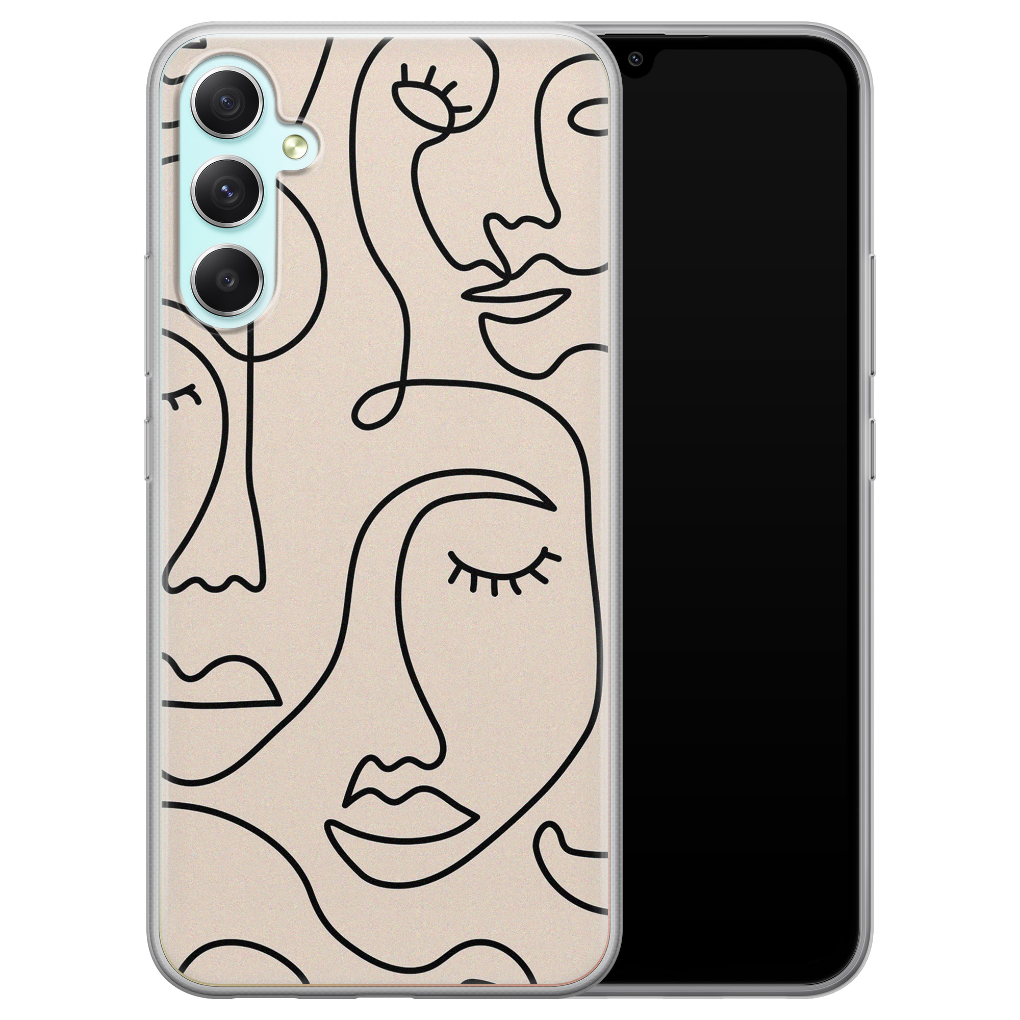 Leuke Telefoonhoesjes Samsung Galaxy A34 siliconen hoesje - Abstract gezicht lijnen