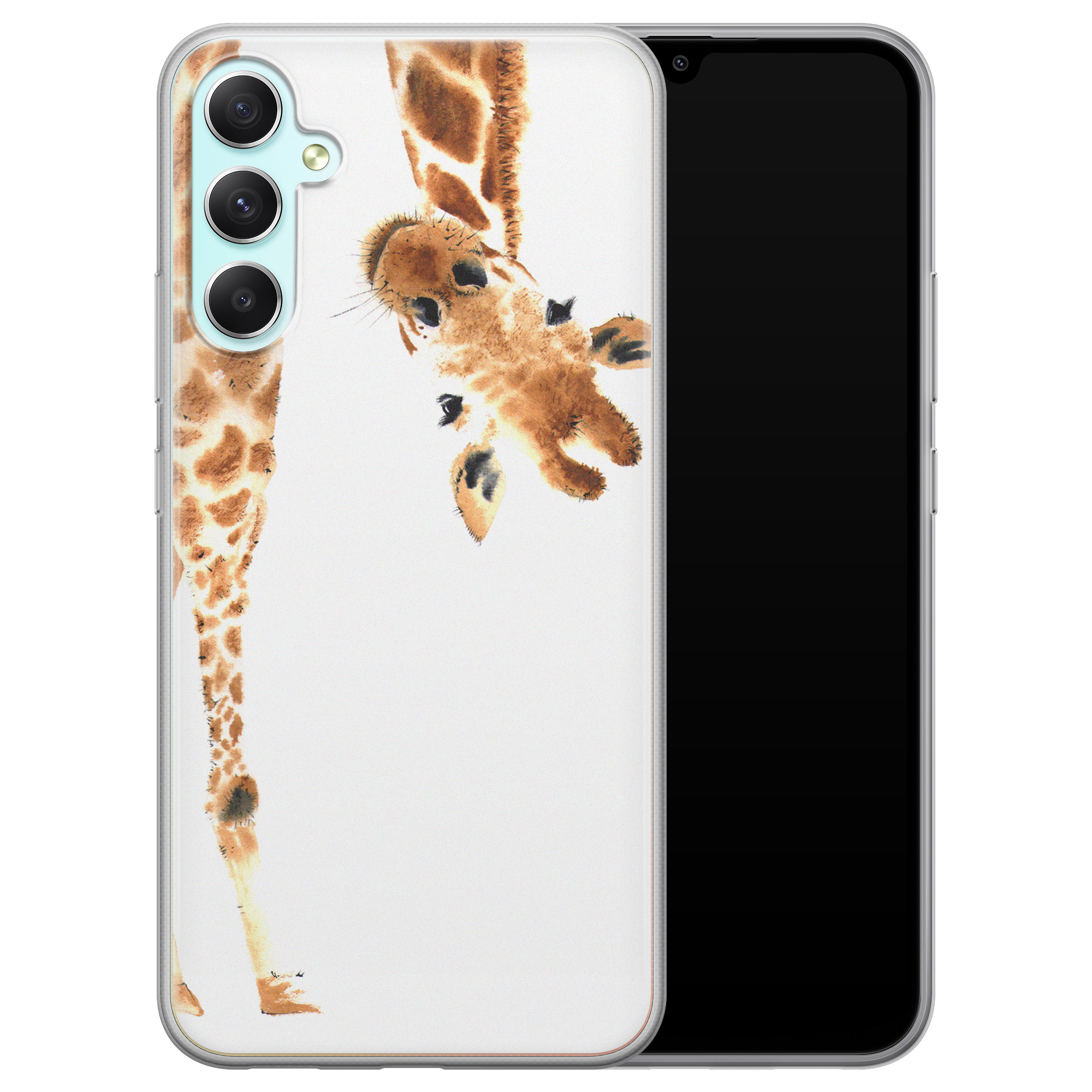Leuke Telefoonhoesjes Samsung Galaxy A34 siliconen hoesje - Giraffe peekaboo