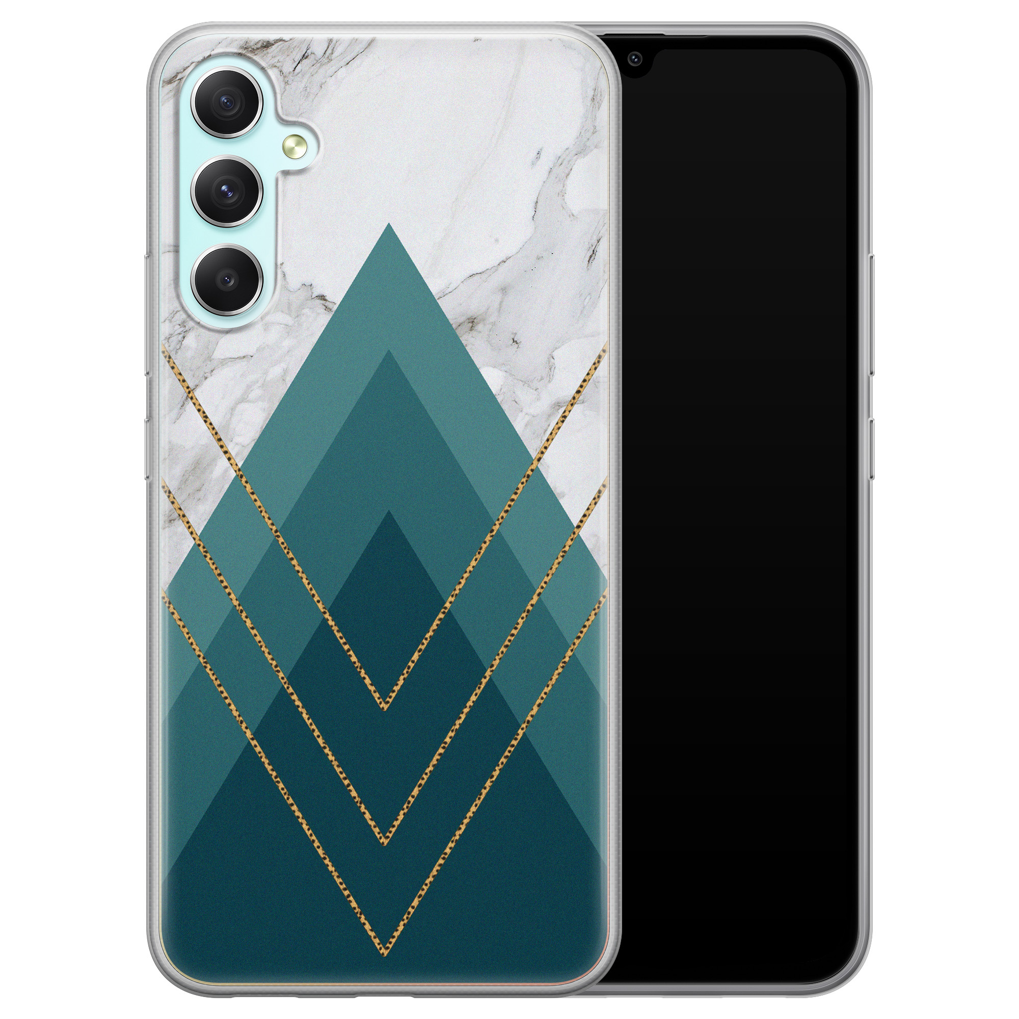 Leuke Telefoonhoesjes Samsung Galaxy A34 siliconen hoesje - Geometrisch blauw