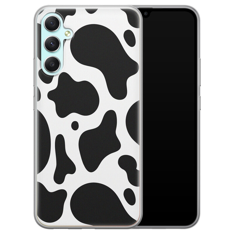 Leuke Telefoonhoesjes Samsung Galaxy A34 siliconen hoesje - Koeienprint