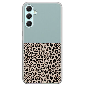 Leuke Telefoonhoesjes Samsung Galaxy A34 siliconen hoesje - Luipaard mint